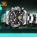OLEVS marque de luxe 6605 hommes montre-bracelet en acier inoxydable bande automatique montre mécanique hommes Relogio Montre Homme horloge